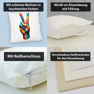 Peacezeichen in Regenbogenfarben Kissen