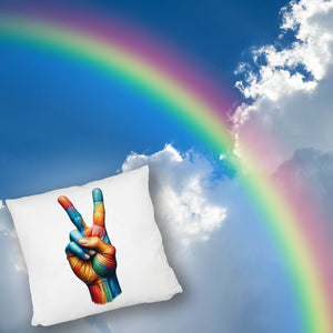 Peacezeichen in Regenbogenfarben Kissen