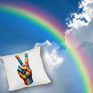 Peacezeichen in Regenbogenfarben Kissen