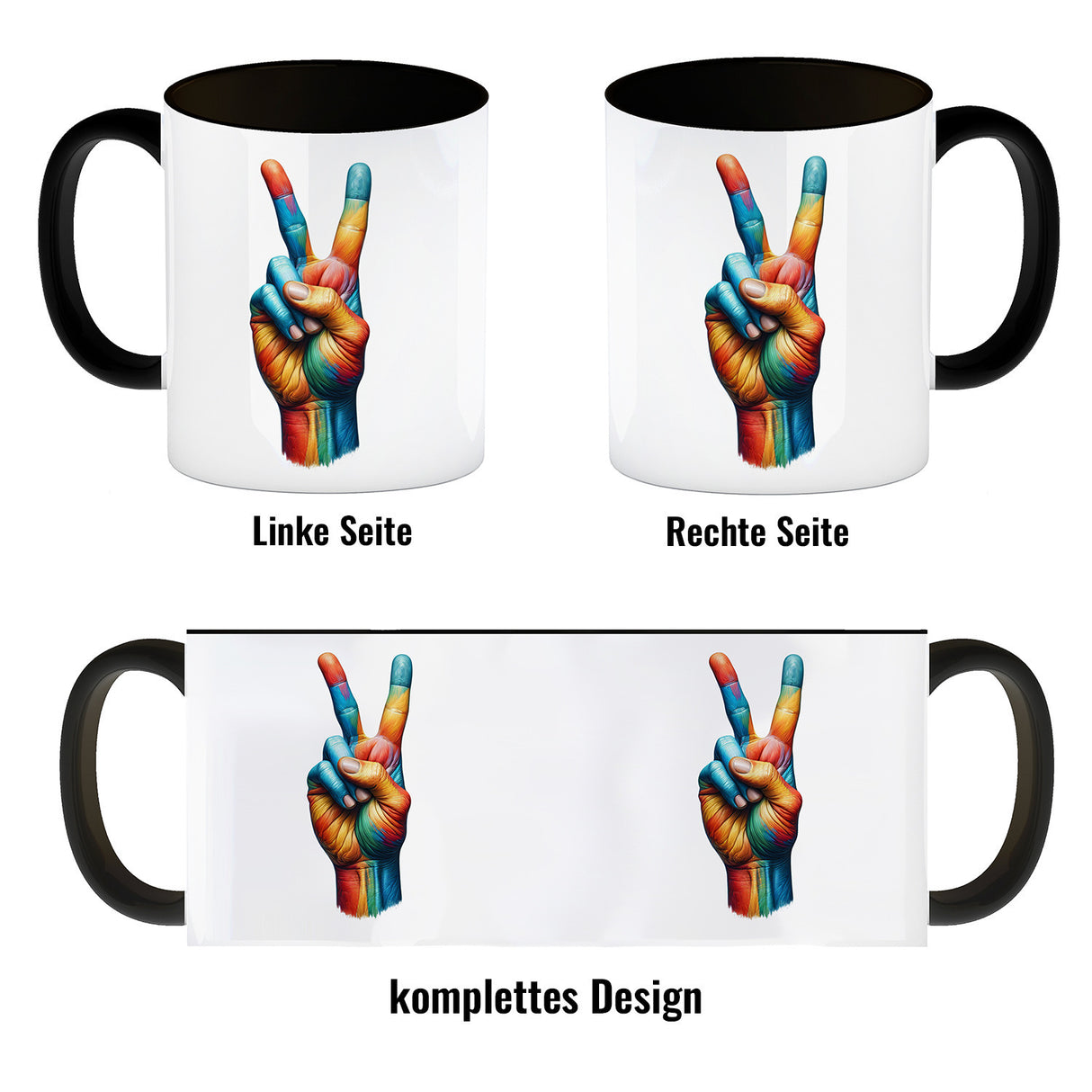 Peacezeichen in regenbogenfarben Kaffeebecher