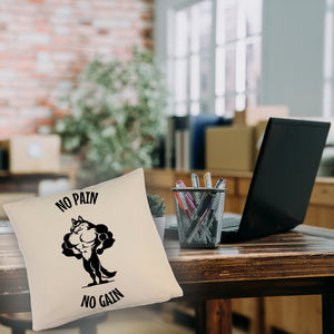 Muskulöser Fitness-Wolf Kissen mit Spruch NO PAIN NO GAIN