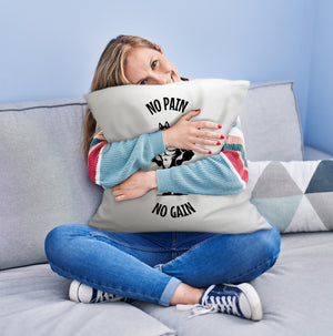 Muskulöser Fitness-Wolf Kissen mit Spruch NO PAIN NO GAIN