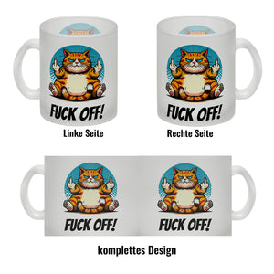 Katze Mittelfinger Kaffeebecher mit Spruch Fuck OFF!