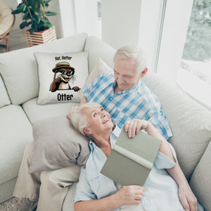 Cooler Otter Kissen mit Spruch Hot Hotter Otter