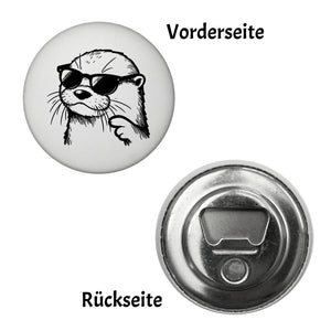 Cooler Otter mit Sonnenbrille Magnet rund rund