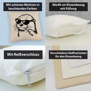 Cooler Otter mit Sonnenbrille Kissen