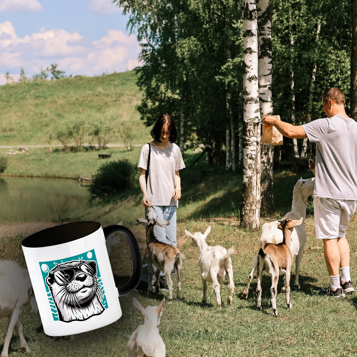 Lustiger Otter mit Sonnenbrille Kaffeebecher