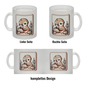 Baby Otter mit Muschel Retro Kaffeebecher