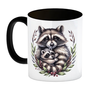 Waschbärmama mit Baby Kaffeebecher