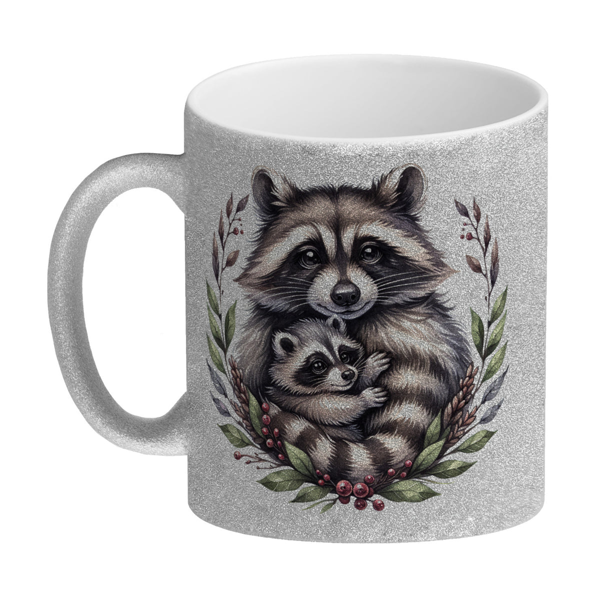 Waschbärmama mit Baby Kaffeebecher