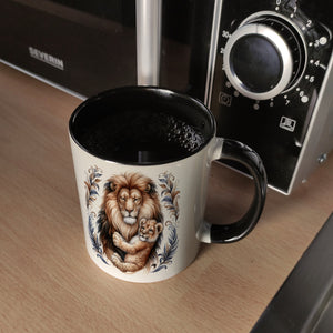 Löwenpapa mit Baby Kaffeebecher