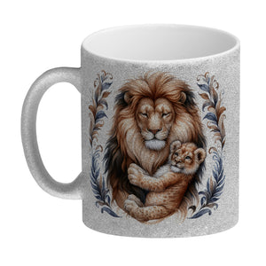 Löwenpapa mit Baby Kaffeebecher