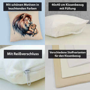 Schlafender Löwenpapa mit Löwenbaby Kissen