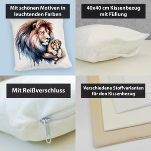 Schlafender Löwenpapa mit Löwenbaby Kissen