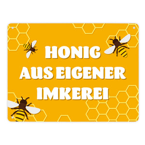 Imkerei Bienen Metallschild in 15x20 cm mit Spruch Honig aus eigener Imkerei