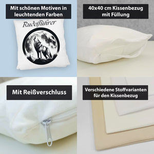 Wolf im Mondschein Rudelführer Kissen
