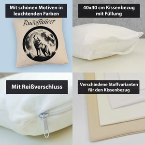 Wolf im Mondschein Rudelführer Kissen