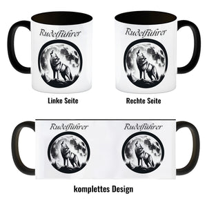 Wolf im Mondschein Rudelführer Kaffeebecher