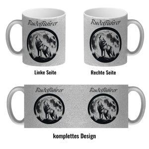 Wolf im Mondschein Rudelführer Kaffeebecher
