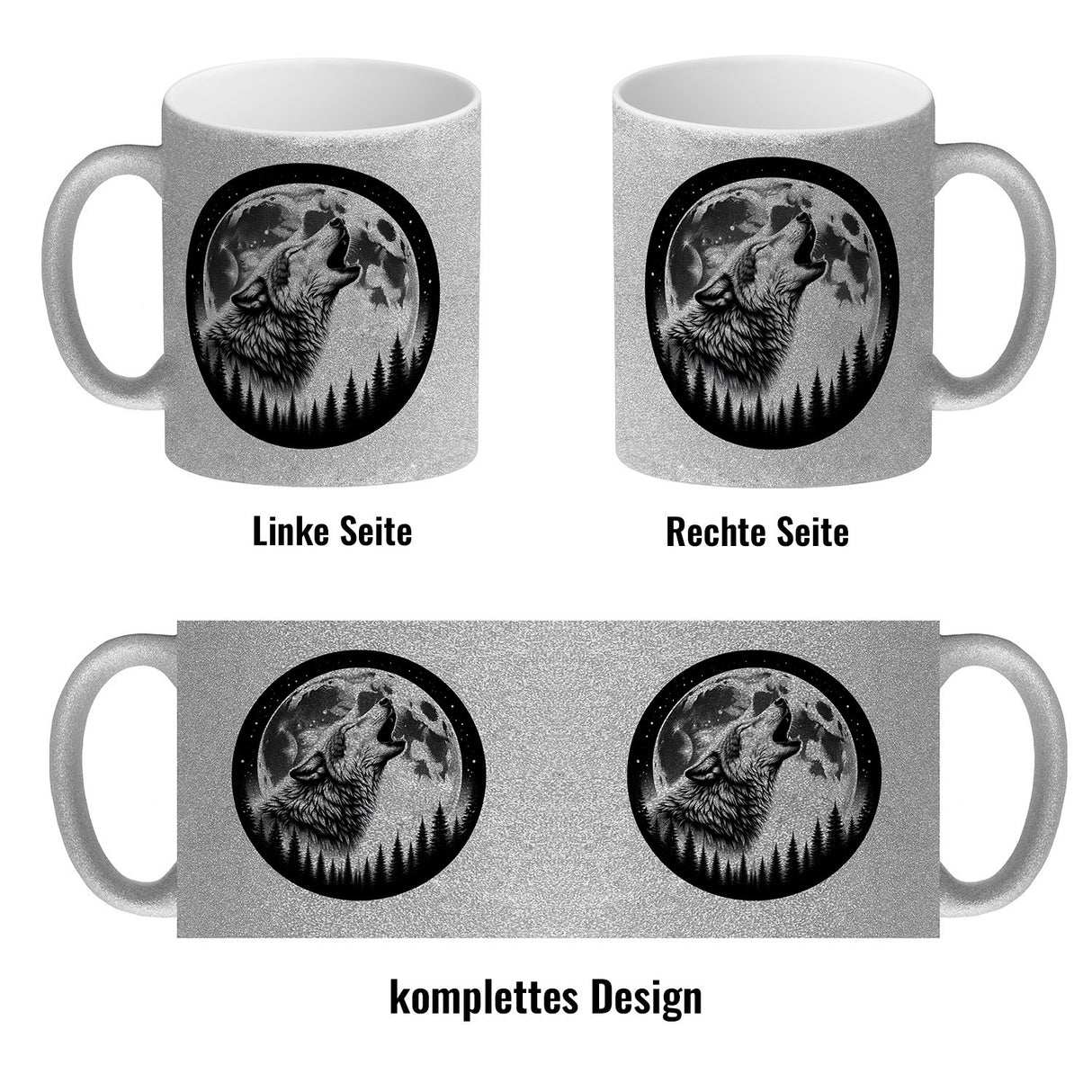 Heulender Wolf im Mondschein Kaffeebecher
