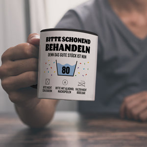 Bitte schonend behandeln - 80. Geburtstag Kaffeebecher