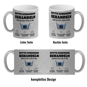 Bitte schonend behandeln - 80. Geburtstag Kaffeebecher