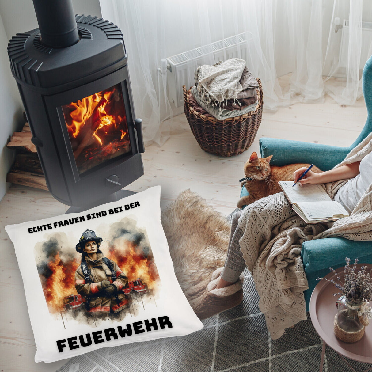 Echte Frauen sind bei der Feuerwehr Kissen