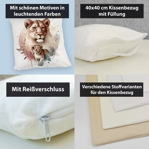 Löwin mit Baby Kissen