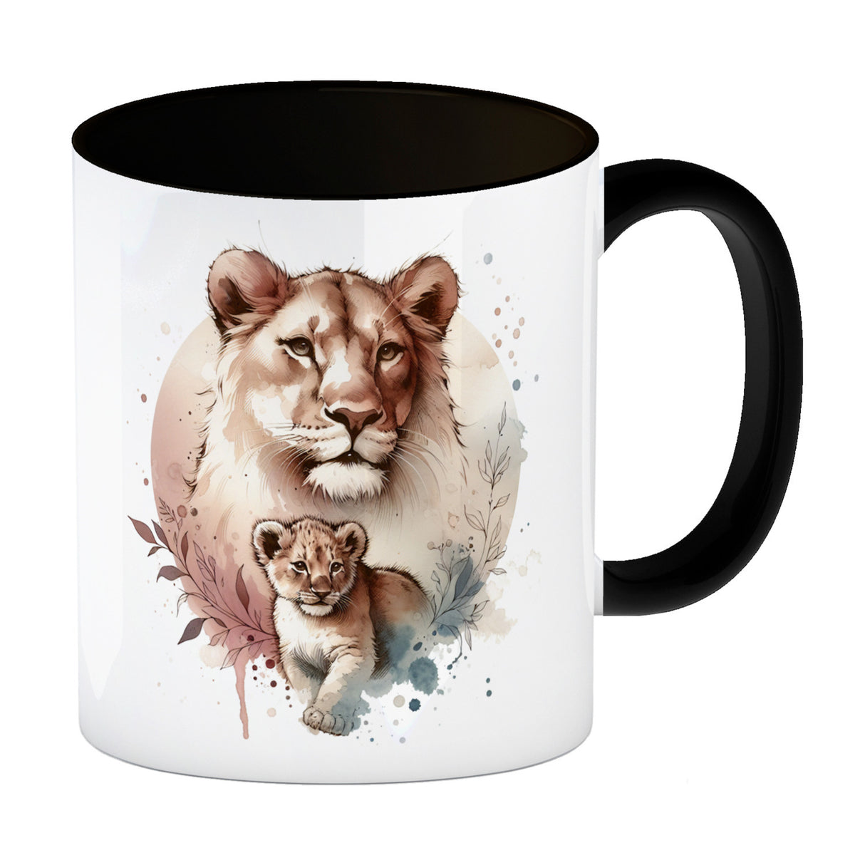 Löwin mit Baby Kaffeebecher