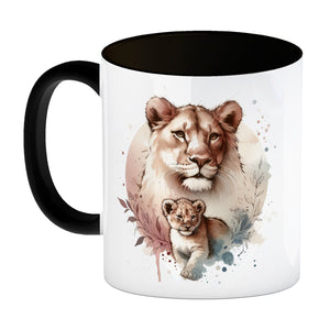 Löwin mit Baby Kaffeebecher