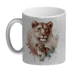 Löwin mit Baby Kaffeebecher