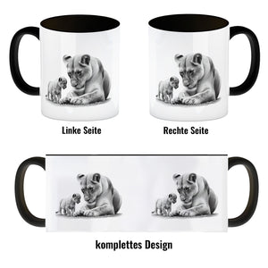 Liegende Löwin mit Babylöwe Kaffeebecher