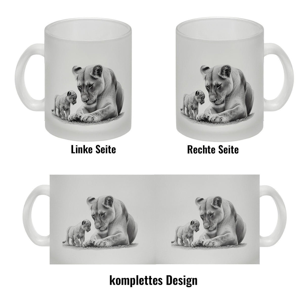 Liegende Löwin mit Babylöwe Kaffeebecher