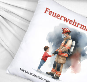 Feuerwehrmann mit Sohn Kissen