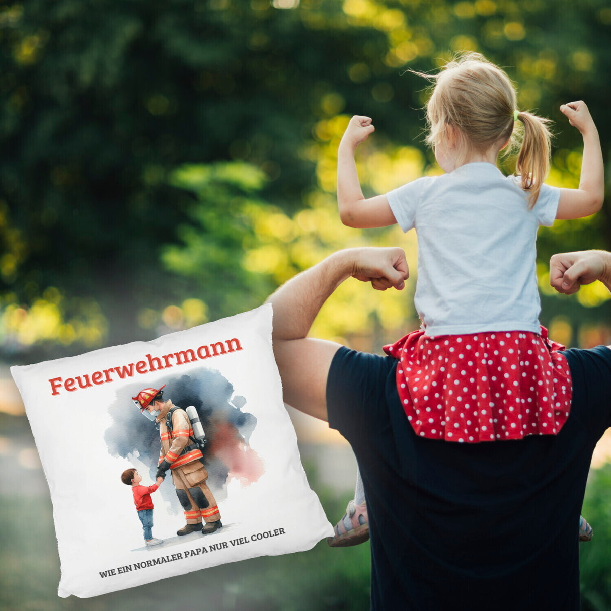 Feuerwehrmann mit Sohn Kissen