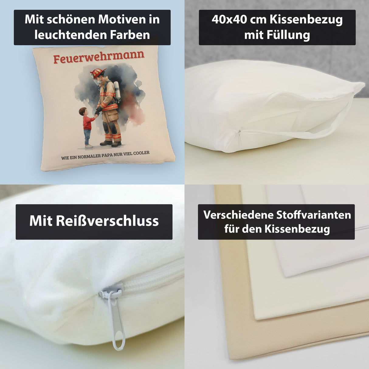 Feuerwehrmann mit Sohn Kissen