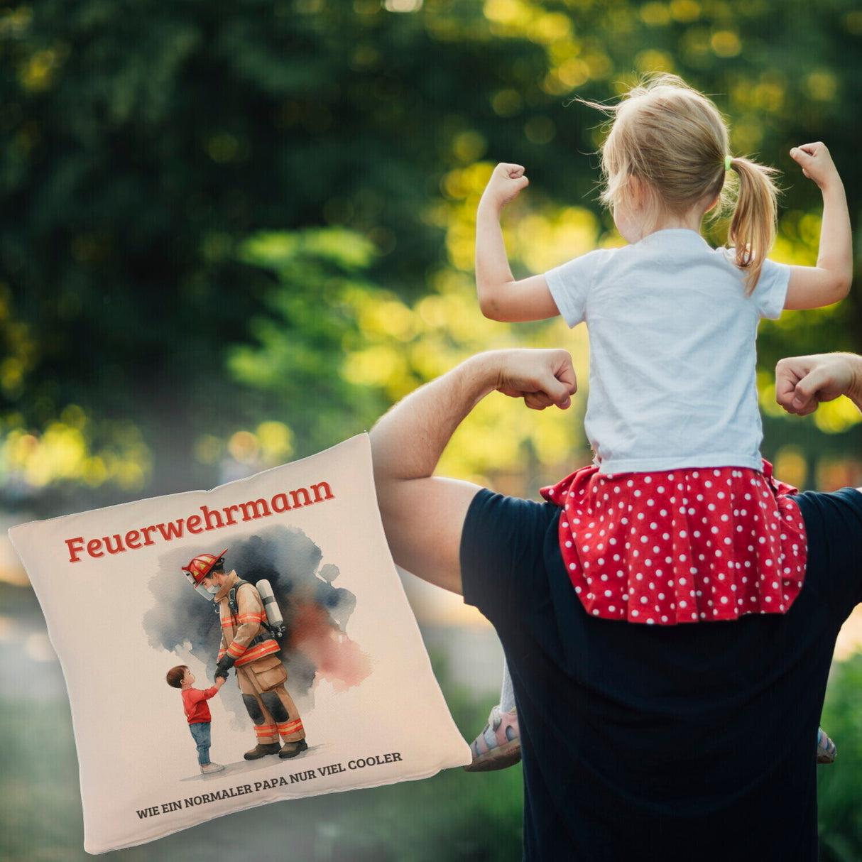 Feuerwehrmann mit Sohn Kissen