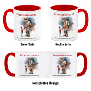 Feuerwehrmann mit Sohn Kaffeebecher
