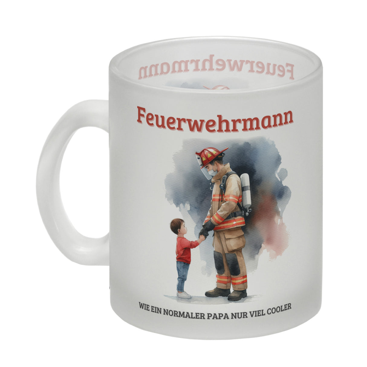 Feuerwehrmann mit Sohn Kaffeebecher