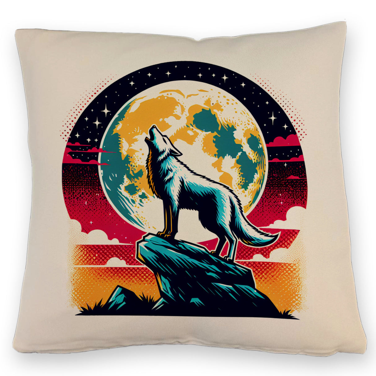 Wolf Vollmond Kissen