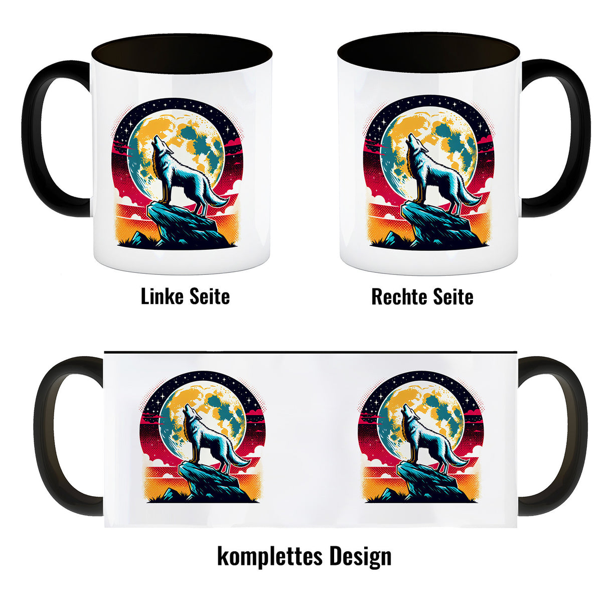 Wolf Vollmond Kaffeebecher