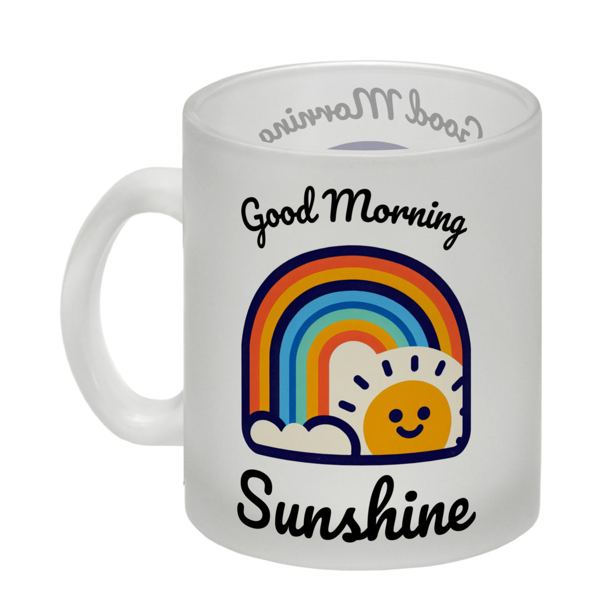 Regenbogen und Sonne Kaffeebecher mit Spruch Good Morning Sunshine