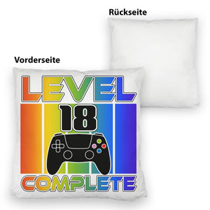 18. Geburtstag Gamer Kissen mit Spruch Level 18 complete