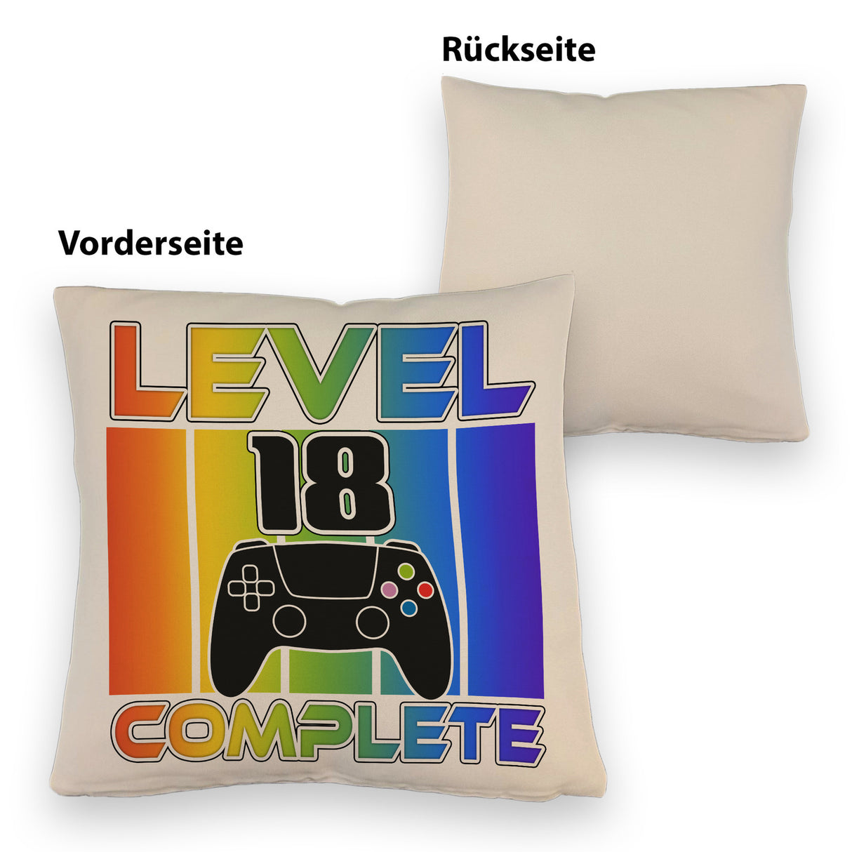 18. Geburtstag Gamer Kissen mit Spruch Level 18 complete