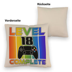 18. Geburtstag Gamer Kissen mit Spruch Level 18 complete