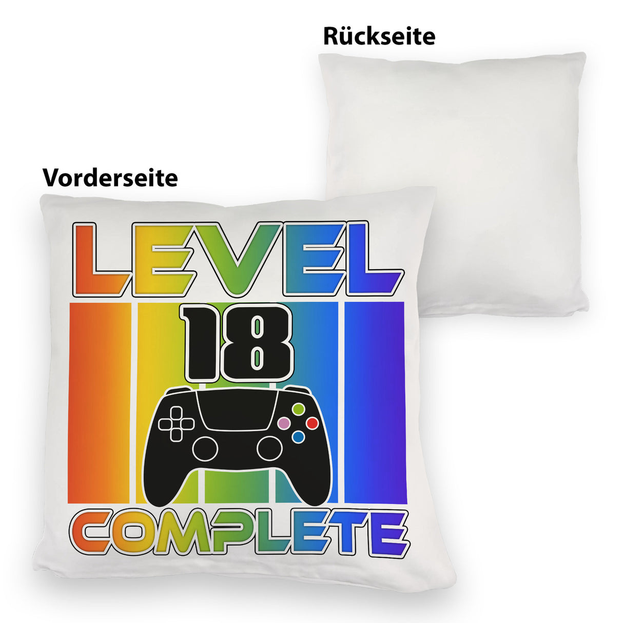 18. Geburtstag Gamer Kissen mit Spruch Level 18 complete