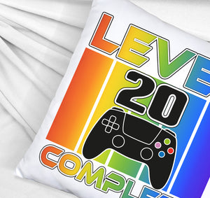 20. Geburtstag Gamer Kissen mit Spruch Level 20 complete