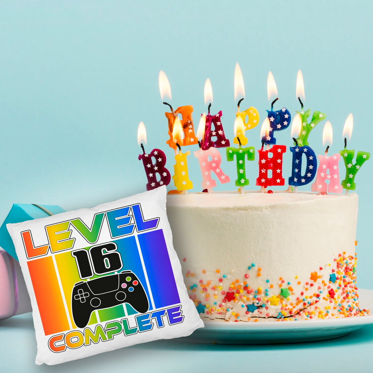 16. Geburtstag Gamer Kissen mit Spruch Level 16 complete