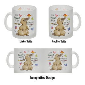 Schnabeltier Kaffeebecher mit Spruch Lebe bunt und freudig