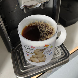 Schnabeltier Kaffeebecher mit Spruch Lebe bunt und freudig